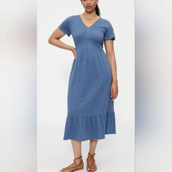 Gap Flutter Sleeve V-Neck Midi Dress - Picture 1 of 6